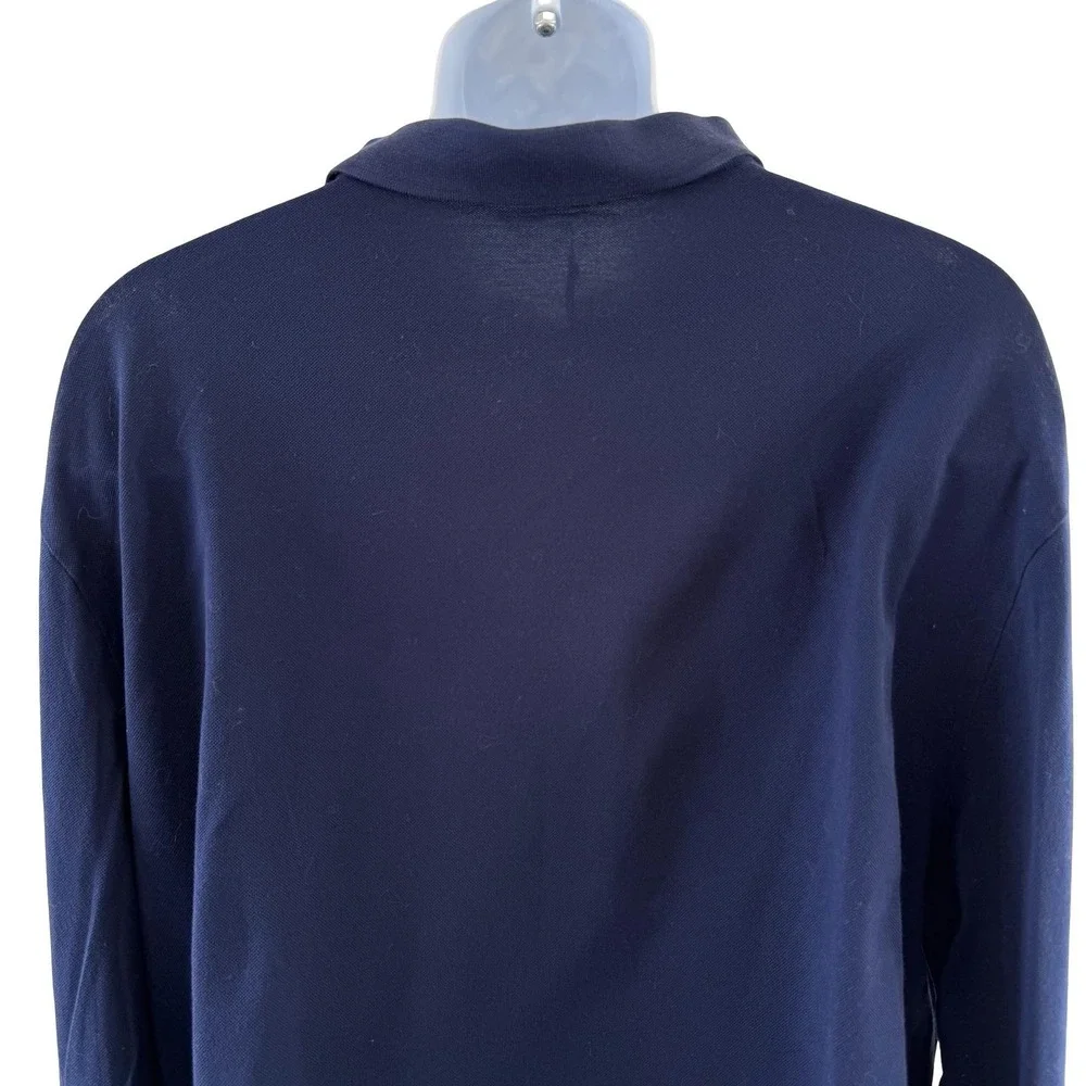 Polo Ralph Lauren Polo Shirt Mens 2XL Blue Slim Fit Pique Long Tartan Trim Prep